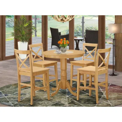 East West Furniture 5 Pc Counter Height Dining Room Set - High Top Table And 4 Kitchen Chairs.