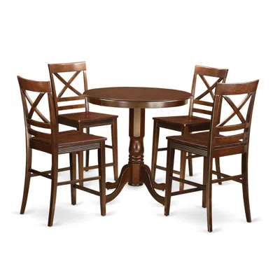 East West Furniture 5 Pc Counter Height Dining Room Set-pub Table And 4 Dining Chairs. In Brown