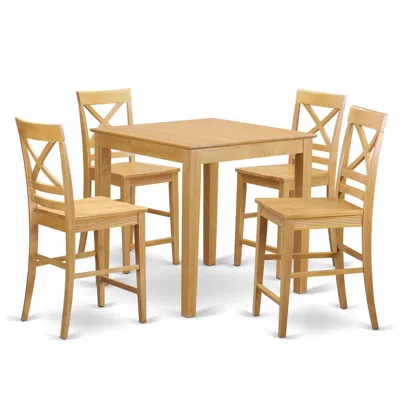 East West Furniture 5 Pc Counter Height Dining Set - Counter Height Table And 4 Counter Height Stool. In Brown