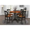 East West Furniture 5 Pc Counter Height Dining Set - Small Kitchen Table And 4 Bar Stools With Backs. In Black