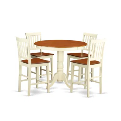 East West Furniture 5 Pc Counter Height Dining Set-high Table And 4 Kitchen Chairs In Brown
