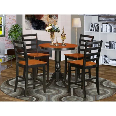 East West Furniture 5 Pc Counter Height Dining Set-pub Table And 4 Dinette Chairs. In Multi