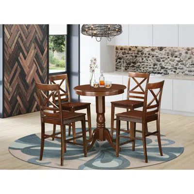 East West Furniture 5 Pc Counter Height Dining Set-pub Table And 4 Dining Chairs.