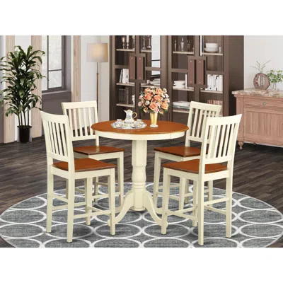 East West Furniture 5 Pc Counter Height Dining Set-pub Table And 4 Kitchen Bar Stool