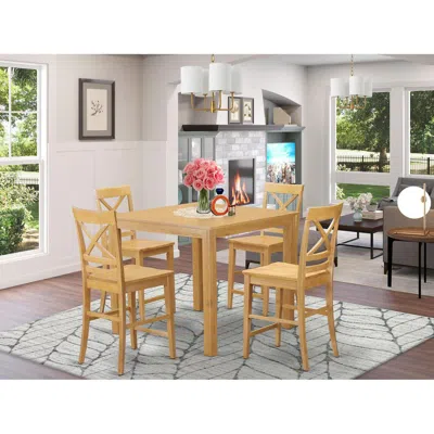 East West Furniture 5 Pc Counter Height Pub Set - Dining Table And 4 Bar Stools.