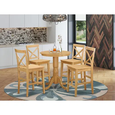 East West Furniture 5 Pc Counter Height Set - Counter Height Table And 4 Dining Chairs.