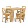 East West Furniture 5 Pc Counter Height Table And Chair Set - High Table And 4 Counter Height Stool.