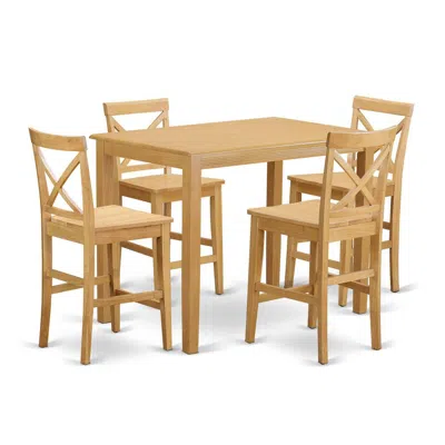 East West Furniture 5 Pc Counter Height Table And Chair Set - High Table And 4 Counter Height Stool.