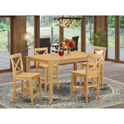 East West Furniture 5 Pc Counter Height Table Set- Gathering Table And 4 Counter Height Chair.