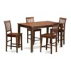 East West Furniture 5 Pc Counter Height Table Set- Pub Table And 4 Counter Height Chairs. In Brown
