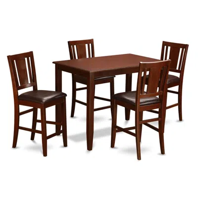 East West Furniture 5 Pc Counter Height Table Set-counter Height Table And 4 Stools In Brown