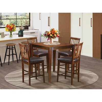East West Furniture 5 Pc Counter Height Table-square Gathering Table And 4 Stools