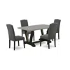 East West Furniture 5-pc Dinette Room Set - 4 Kitchen Chairs And 1 Modern Rectangular Cement Wood Dining Table With High In Gray