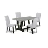 East West Furniture 5-pc Dinette Room Set - 4 Parson Dining Room Chairs And 1 Modern Rectangular Cement Dining Table Wit In White