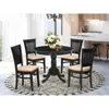East West Furniture 5-pc Dinette Room Set- 4 Wooden Chair And Modern Dining Room Table - Linen Fabric Seat And Slatted C