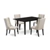 East West Furniture 5-pc Dinette Room Set Includes 1 Butterfly Leaf Dining Room Table And 4 Cream Linen Fabric Dining Ch In Neutral