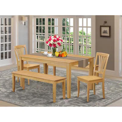 East West Furniture 5 Pc Dinette Set - Dining Table And 2 Kitchen Chairs Along With 2 Wooden Benches In Brown