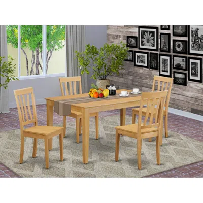 East West Furniture 5 Pc Dinette Set - Kitchen Table And 4 Dining Chairs In Brown