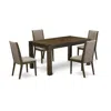 East West Furniture 5-pc Dinette Set- 4 Dining Room Chairs With Dark Khaki Linen Fabric Seat And Stylish Chair Back In Brown