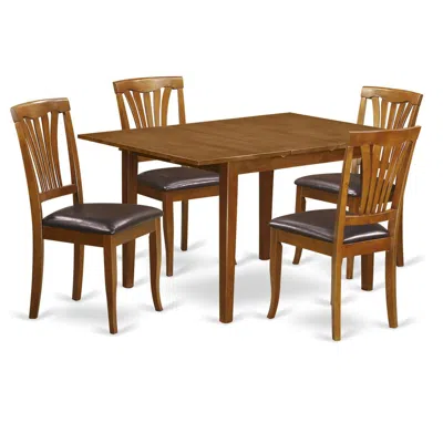 East West Furniture 5 Pc Dinette Set- Tables For Small Spaces And 4 Kitchen Chairs In Brown