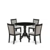 East West Furniture 5-pc Dinette Set Contains A Pedestal Table With Drop Leaves And 4 Shitake Linen Fabric Parson Dining In Gray