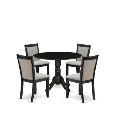 East West Furniture 5-pc Dinette Set Contains A Pedestal Table With Drop Leaves And 4 Shitake Linen Fabric Parson Dining In Gray