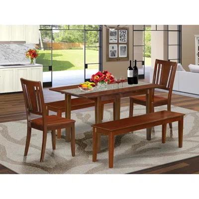East West Furniture 5 Pc Dinette Set For Small Spaces - Table Plus 2 Kitchen Chairs And 2 Benches
