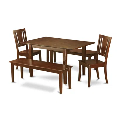 East West Furniture 5 Pc Dinette Set For Small Spaces-tables 2 Dining Chairs And 2 Benches In Brown