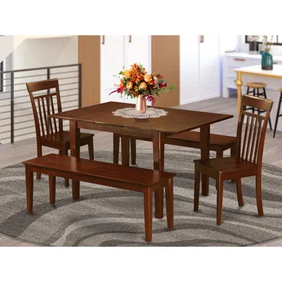 East West Furniture 5 Pc Dinette Set For Small Spaces-tables And 2 Chairs For Dining Room And 2 Benches
