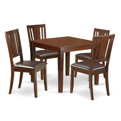 East West Furniture 5 Pc Dinette Set With A Dining Table And 4 Dining Chairs In Mahogany