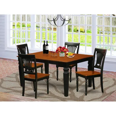 East West Furniture 5 Pc Dinette Set With A Dining Table And 4 Wood Dining Chairs In Black
