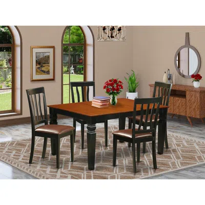 East West Furniture 5 Pc Dinette Set With A Dinning Table And 4 Leather Dining Chairs In Black