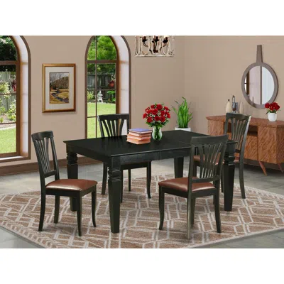 East West Furniture 5 Pc Dinette Table Set - Kitchen Dinette Table And 4 Dining Chairs In Brown