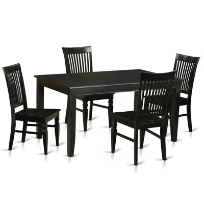 East West Furniture 5 Pc Dinette Table Set For 4-kitchen Table And 4 Dining Chairs In Black
