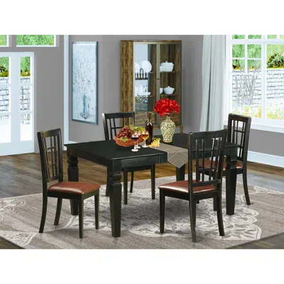 East West Furniture 5 Pc Dinette Table Set For 4-table And 4 Dining Chairs In Black