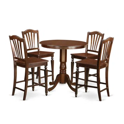 East West Furniture 5 Pc Dining Counter Height Set - Counter Height Table And 4 Bar Stools.