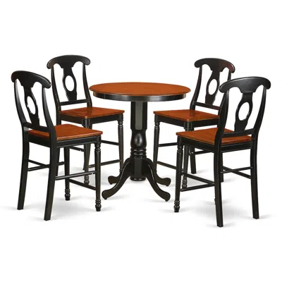 East West Furniture 5 Pc Dining Counter Height Set - High Top Table And 4 Dining Chairs.