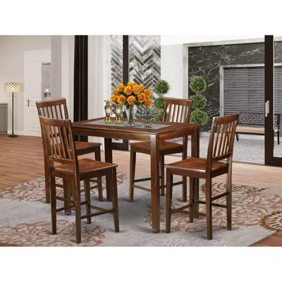East West Furniture 5 Pc Dining Counter Height Set-pub Table And 4 Dining Chairs.