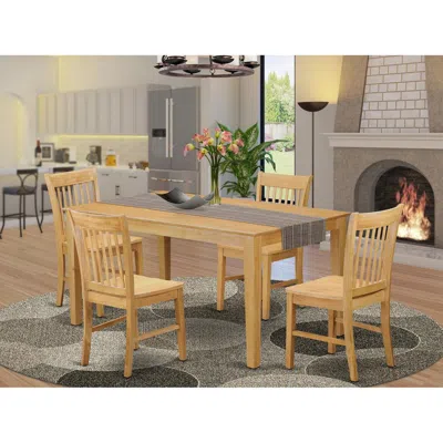 East West Furniture 5 Pc Dining Room For 4 Set- Dining Table And 4 Chairs In Brown