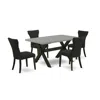 East West Furniture 5-pc Dining Room Set - 4 Mid Century Dining Chairs And 1 Modern Cement Dining Room Table Top With Bu In Black