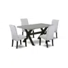 East West Furniture 5-pc Dining Room Set - 4 Mid Century Dining Chairs And 1 Modern Cement Wood Dining Table Top With Hi In Gray