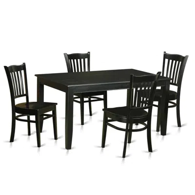 East West Furniture 5 Pc Dining Room Set - Dinette Table And 4 Kitchen Dining Chairs In Black