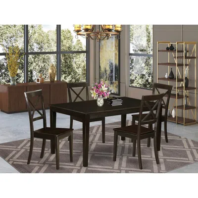 East West Furniture 5 Pc Dining Room Set - Dinettetable And 4 Dining Chairs In Brown