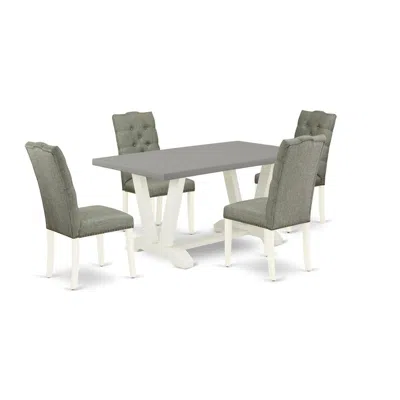 East West Furniture 5-pc Dining Room Set- 4 In Gray