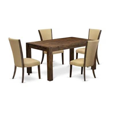 East West Furniture 5-pc Dining Room Set- 4 Parson Dining Chairs And Modern Dining Room Table In Multi