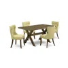 East West Furniture X776si737-5 5-pc Dining Room Set- 4 Parson Dining Chairs With Limelight Linen Fabric Seat And Button