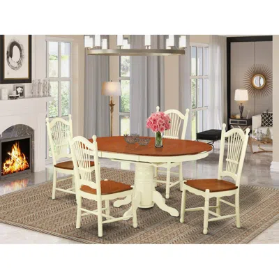 East West Furniture 5 Pc Dining Room Set -kitchen Dinette Table And 4 Dining Chairs