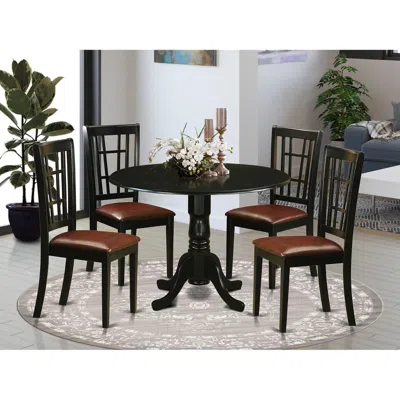 East West Furniture 5 Pc Dining Room Set -table And 4 Dining Chairs In Black