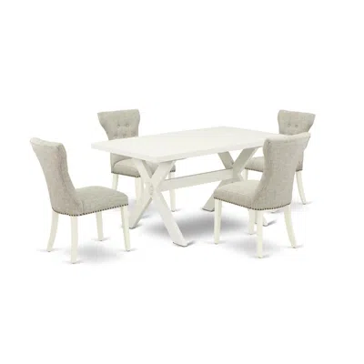 East West Furniture 5-pc Dining Room Set In White