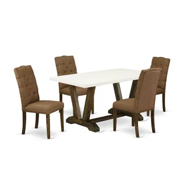 East West Furniture 5-pc Dining Room Set In Multi